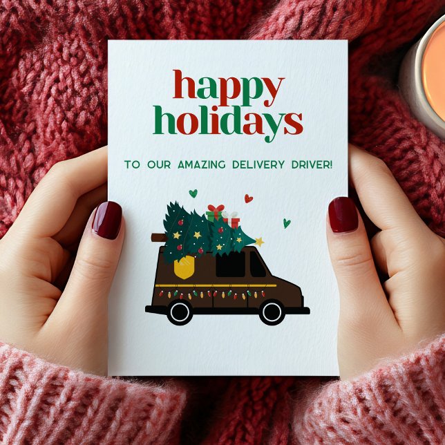 Carte de remerciement pour chauffeur de livraison  (Holiday Christmas Delivery Driver Thank You Card)
