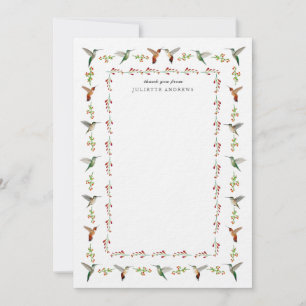 Carte de remerciement pour colibri