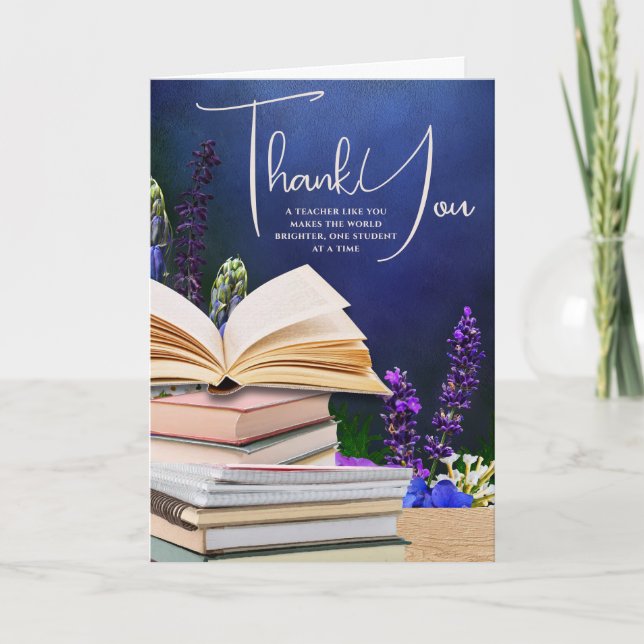 Carte de remerciement pour enseignant à thème flor (Devant)