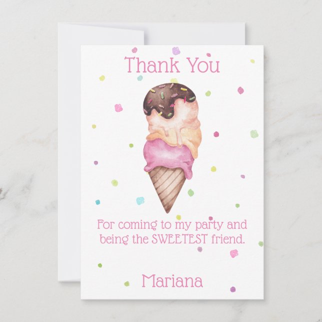 Carte de remerciement pour fête d'anniversaire gla (Devant)