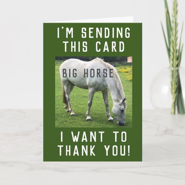 Carte de remerciement pour grand cheval (Devant)