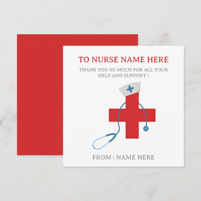 Carte de remerciement pour infirmière moderne (Devant / Derrière)