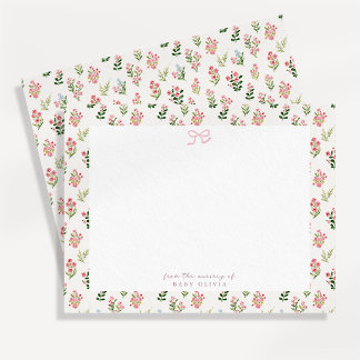Carte de remerciement pour la nurserie à fleurs ro