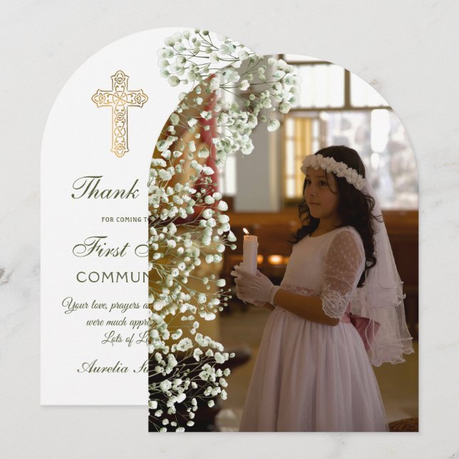 Carte de remerciement pour la première communion s (Devant / Derrière)