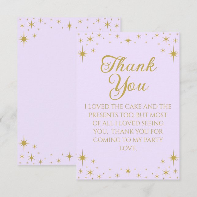Carte de remerciement pour l'anniversaire de la Pr (Devant / Derrière)