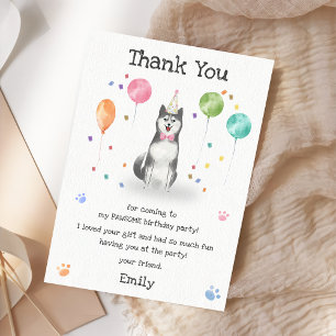 Carte de remerciement pour l'anniversaire d'un chi