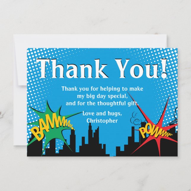 Carte de remerciement pour l'anniversaire d'un gar (Devant)