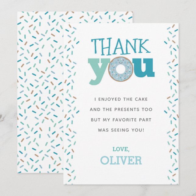 Carte de remerciement pour le 1er anniversaire de  (Devant / Derrière)