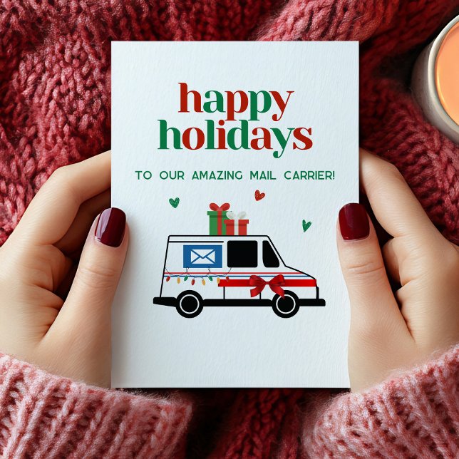 Carte de remerciement pour le facteur de Noël (Holiday Mail Letter Carrier Thank You Card)