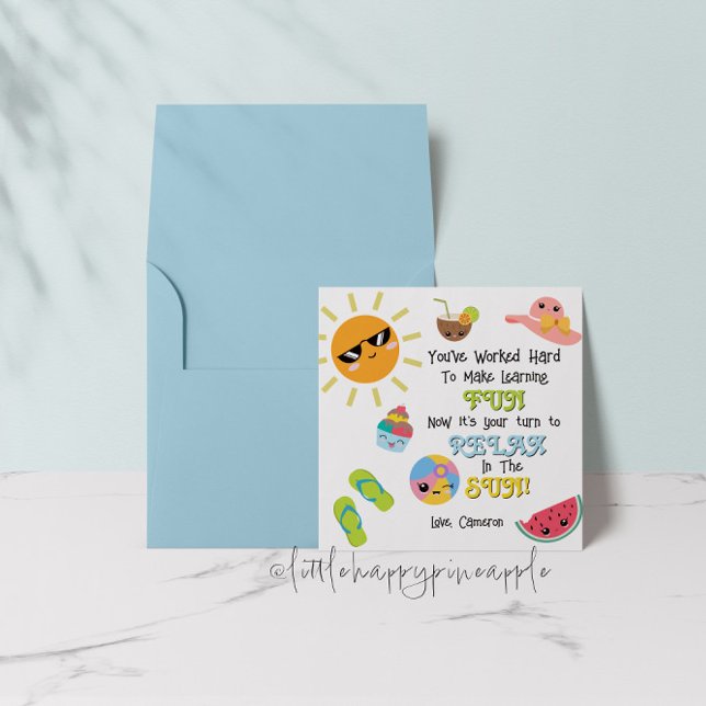 Carte de remerciement pour l'enseignant pour l'été (Créateur téléchargé)