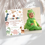 Carte de remerciement pour photo d'anniversaire de<br><div class="desc">Carte de remerciement pour photo d'anniversaire de garçon Dinosaure T-Rex</div>