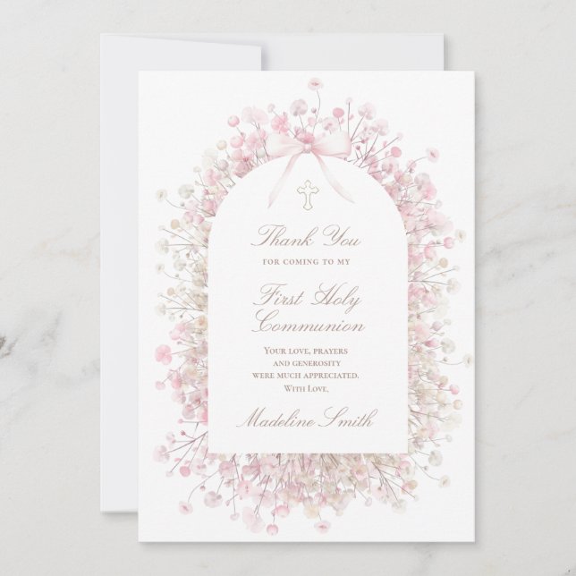 carte de remerciement pour première communion (Devant)