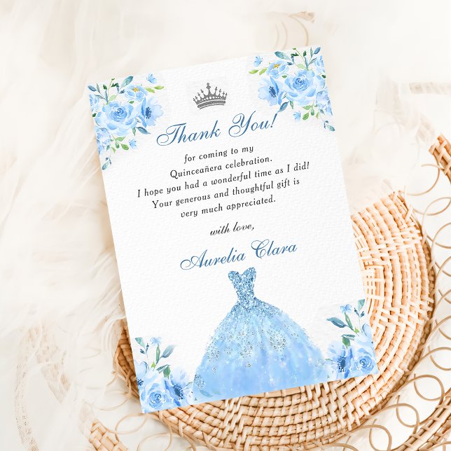 Carte de remerciement pour robe florale argentée b (Créateur téléchargé)