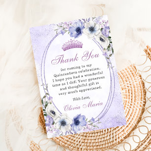 Carte de remerciement pour Tiara papillon floral Q