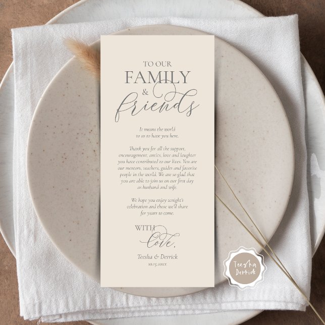 Carte de remerciement pour un dîner romantique (Romantic Dinner Place Setting Thank You Card, in Grey Cream, Designed by TeeshaDerrick)