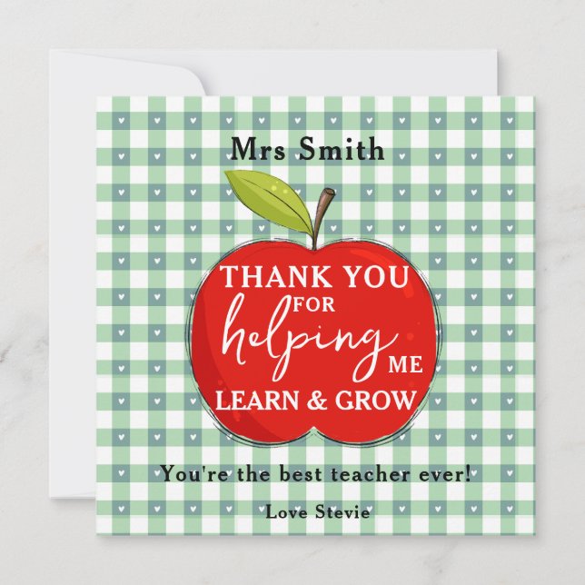 Carte de Remerciement pour un Enseignant Heureux | (Devant)