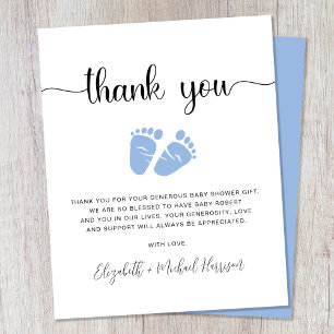 Carte de remerciement pour une baby shower garçon 