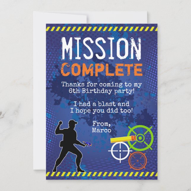 Carte de remerciement pour une fête d'anniversaire (Devant)