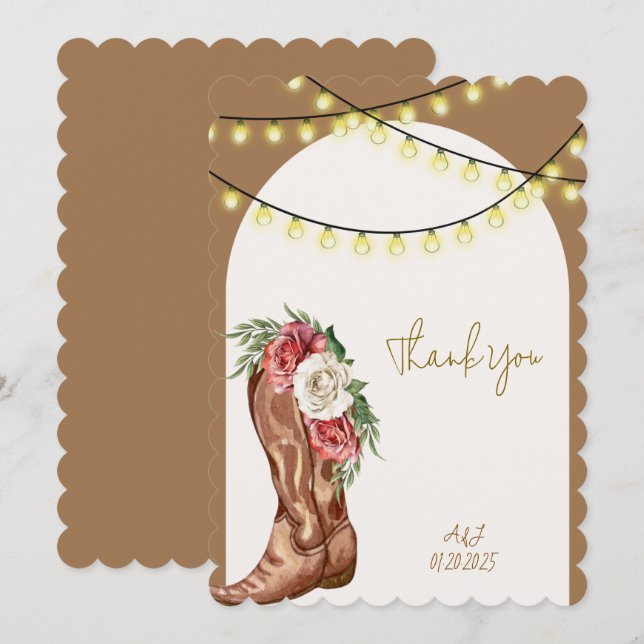 carte de remerciement pour une fête de mariage de  (Devant / Derrière)