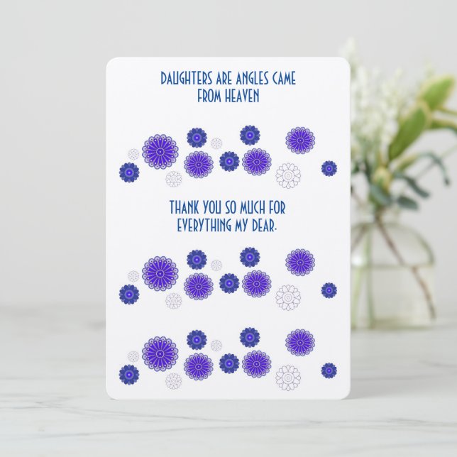 Carte de remerciement pour une fille (Debout devant)