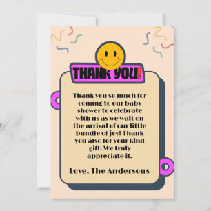 Carte de remerciement rétro pour baby shower