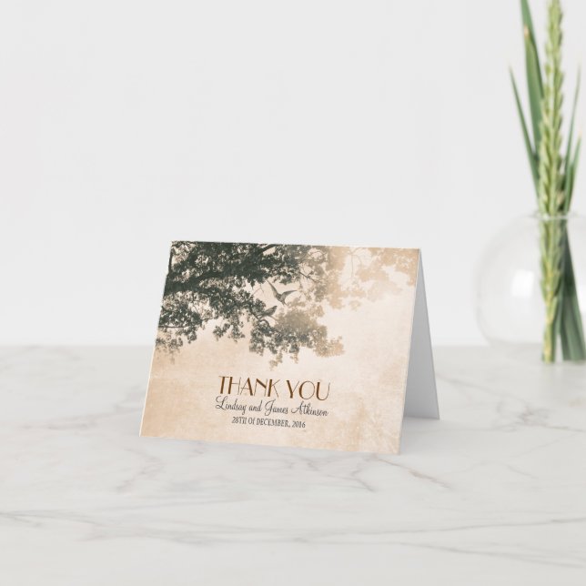 Carte de remerciement romantique vintage avec viei (Devant)