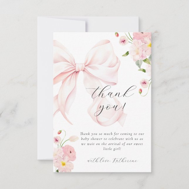 Carte de remerciement Rose Bébé en Fleur  (Devant)