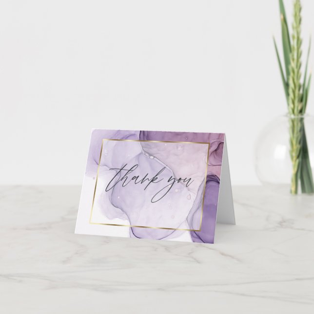 Carte de remerciement Rose Lilas à l'encre alcooli (Devant)