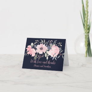 Carte de remerciement Rose Pâle et Nuit sur Nuit