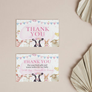 Carte de remerciement Rose pour Baby Shower Animau