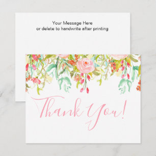 Carte de Remerciement Rose pour Jardin Floral