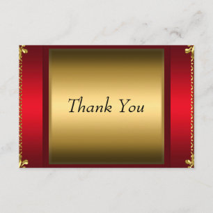 Carte de remerciement Rouge Or Merci