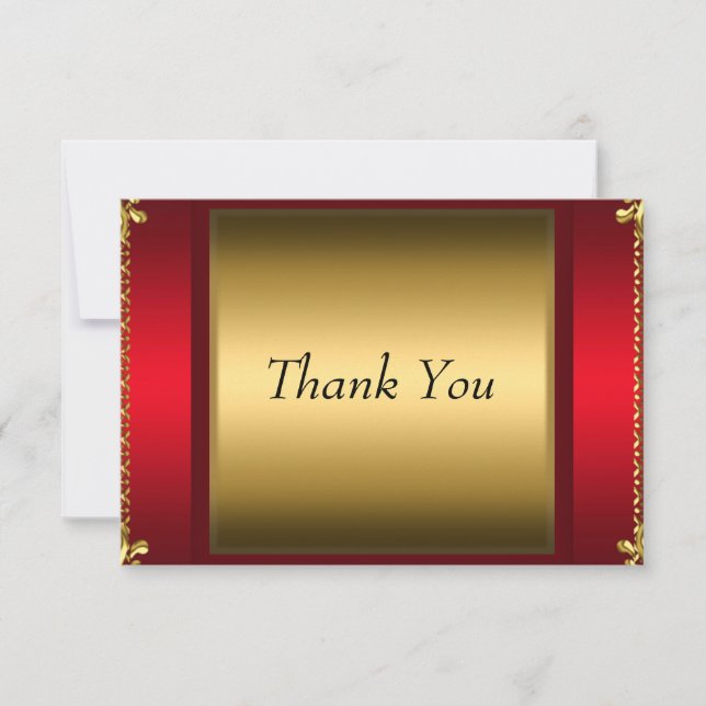 Carte de remerciement Rouge Or Merci (Devant)