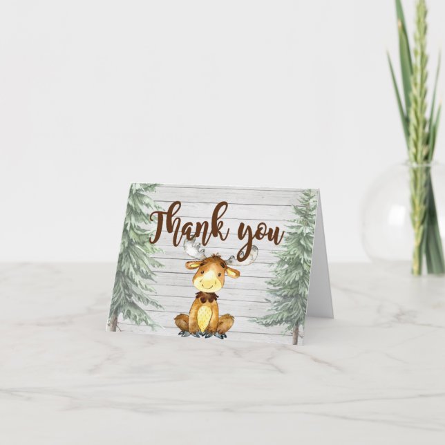 Carte de remerciement Rustic Moose pour Baby Showe (Devant)