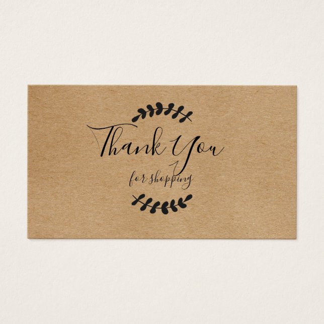 Carte de remerciement Rustique Kraft pour vos acha (Devant)