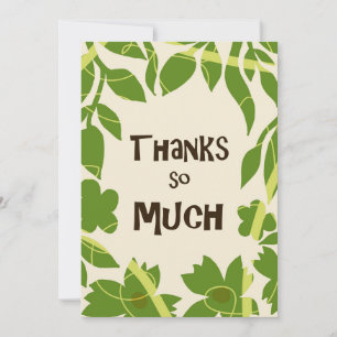 Carte de remerciement simple aux feuilles vertes f