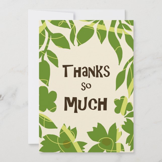 Carte de remerciement simple aux feuilles vertes f (Devant)
