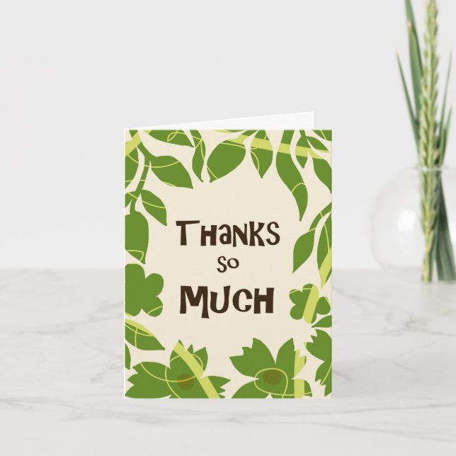Carte de remerciement simple aux feuilles vertes f (Devant)