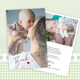 Carte de remerciement simple pour bébé avec 2 phot
