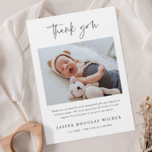 Carte de remerciement simple pour bébé avec photo