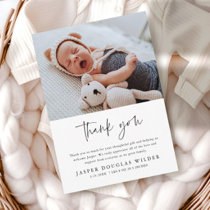 Carte de remerciement simple pour bébé avec photo 