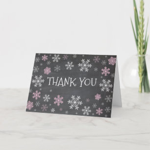 Carte de remerciement tableau noir d'hiver flocons