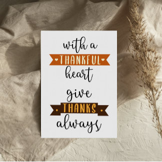 Carte de remerciement Thanksgiving cœur reconnaiss