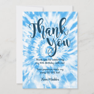 Carte de remerciement Tie Dye Bleu