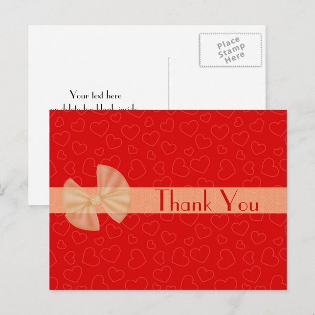 Carte de remerciement Tiny Red Hearts (Devant / Derrière)