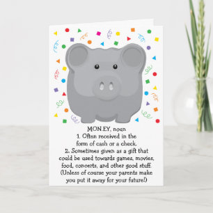 Carte de remerciement Tirelire pour toutes occasio