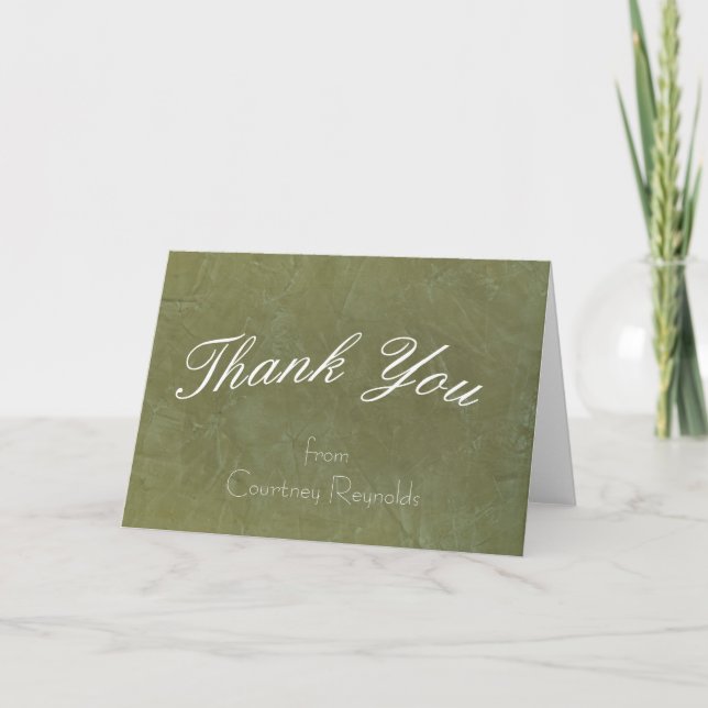 Carte de remerciement vert toscan Merci (Devant)