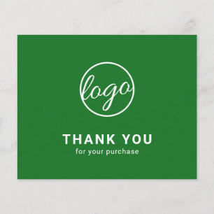 Carte de remerciement verte budget Logo personnali