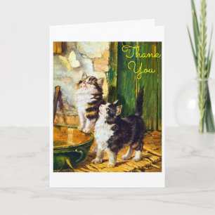 Carte de remerciement Vintage Curious Kittens papi