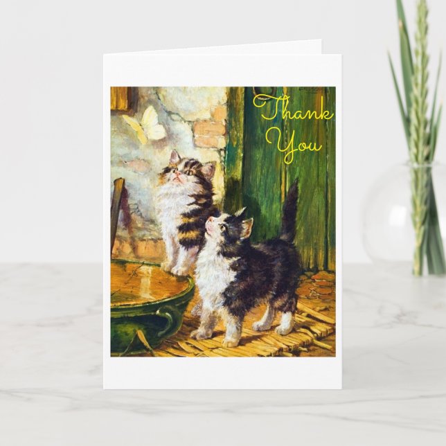 Carte de remerciement Vintage Curious Kittens papi (Devant)